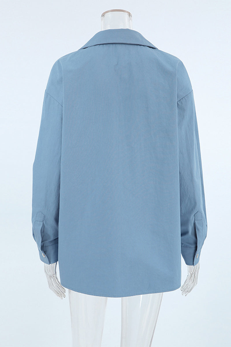 Blusas casuales de cuello vuelto con botones para uso diario