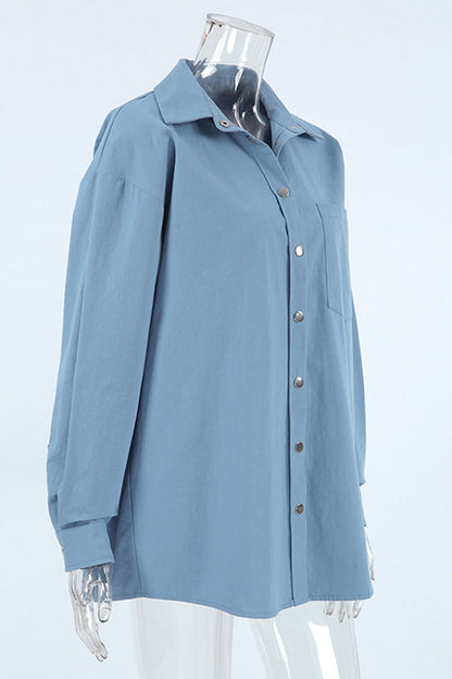 Blusas casuales de cuello vuelto con botones para uso diario