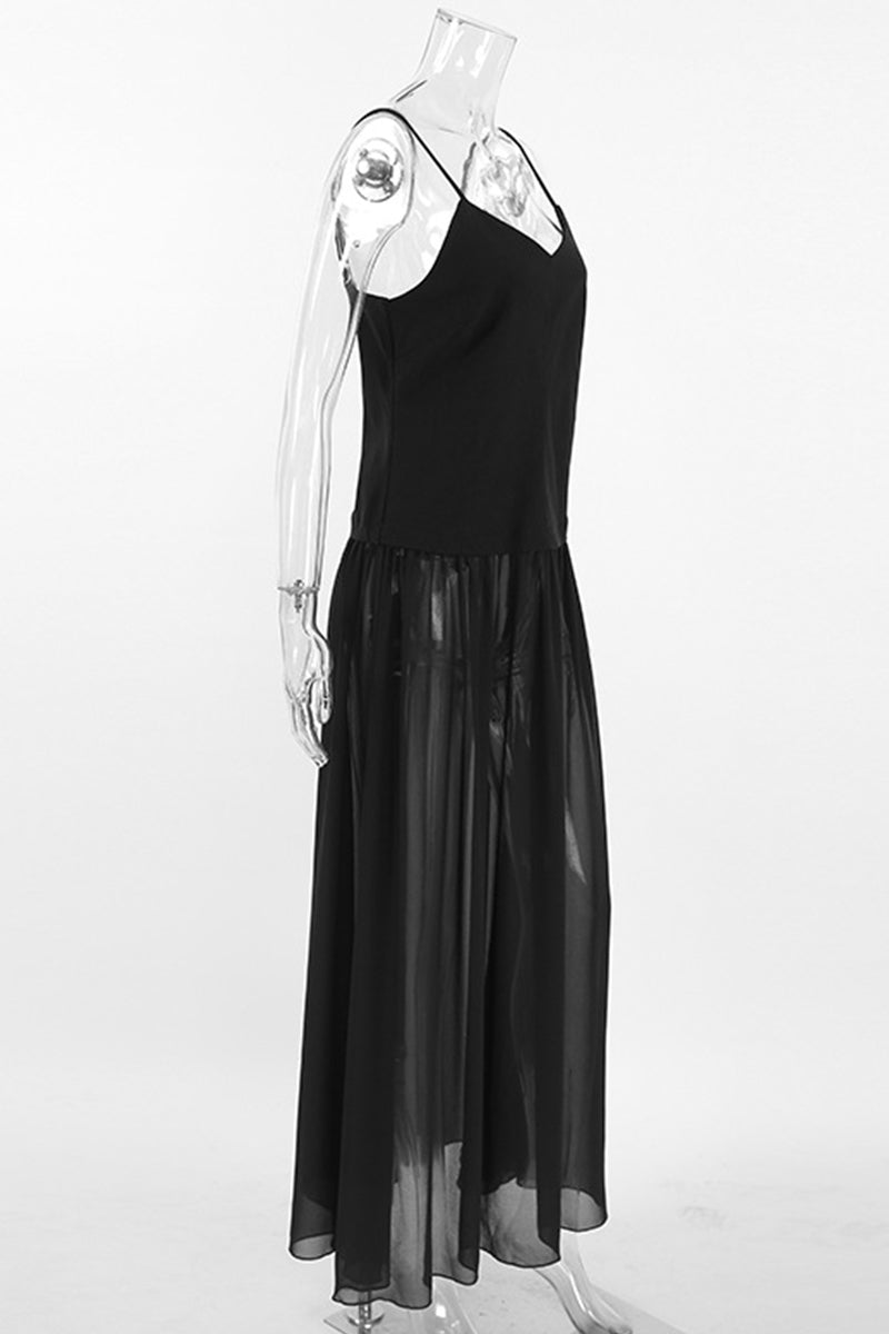 Sexy See-Through Backless V Neck Sling Dresses