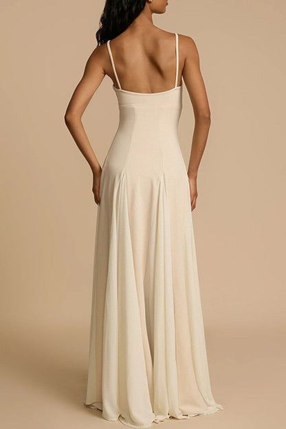 Vestidos sexis de tirantes con escote en V y color sólido