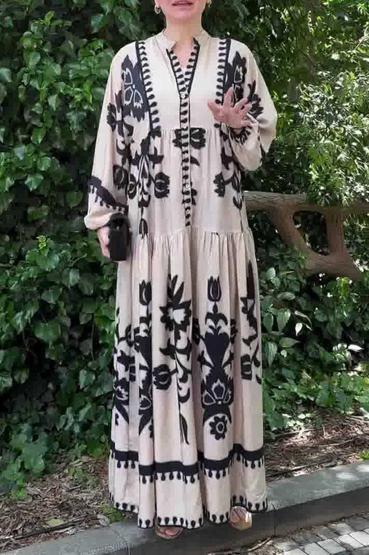 Casual Irregular Printed V Neck A Line Dresses