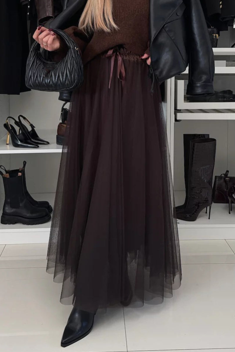 Elegant Lace Up Mesh High Waist Type A Bottoms