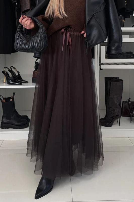 Elegant Lace Up Mesh High Waist Type A Bottoms