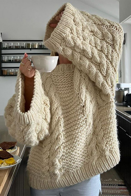 Suéteres casuales de cuello redondo con tejido liso (3 colores)