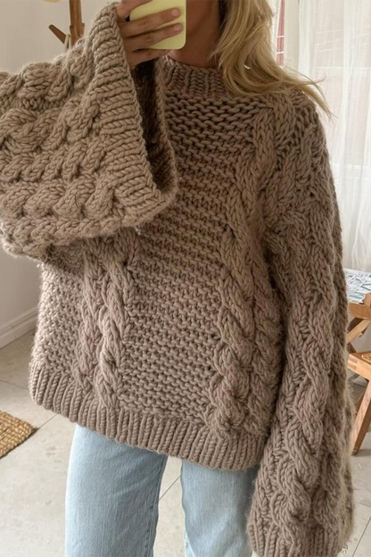 Suéteres casuales de cuello redondo con tejido liso (3 colores)