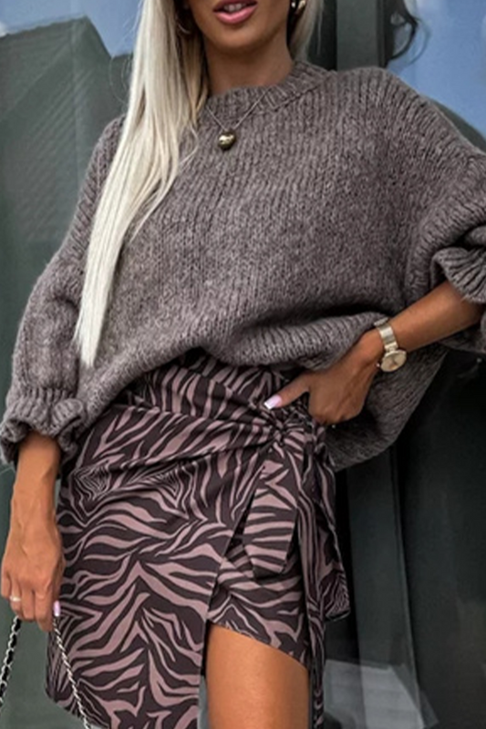 Casual Ruffle Weave O Neck Sweaters(4 Colors)