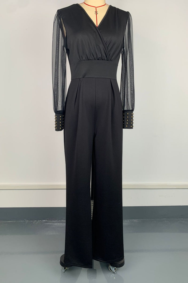 Monos casuales transparentes con cuello en V