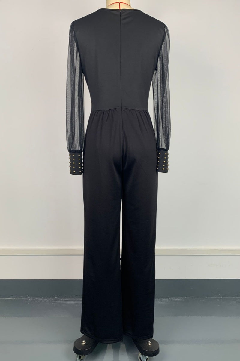 Monos casuales transparentes con cuello en V