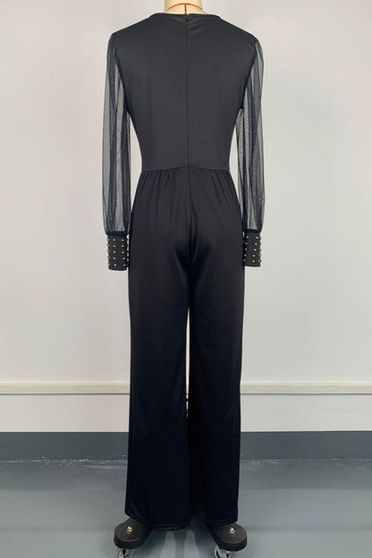 Monos casuales transparentes con cuello en V