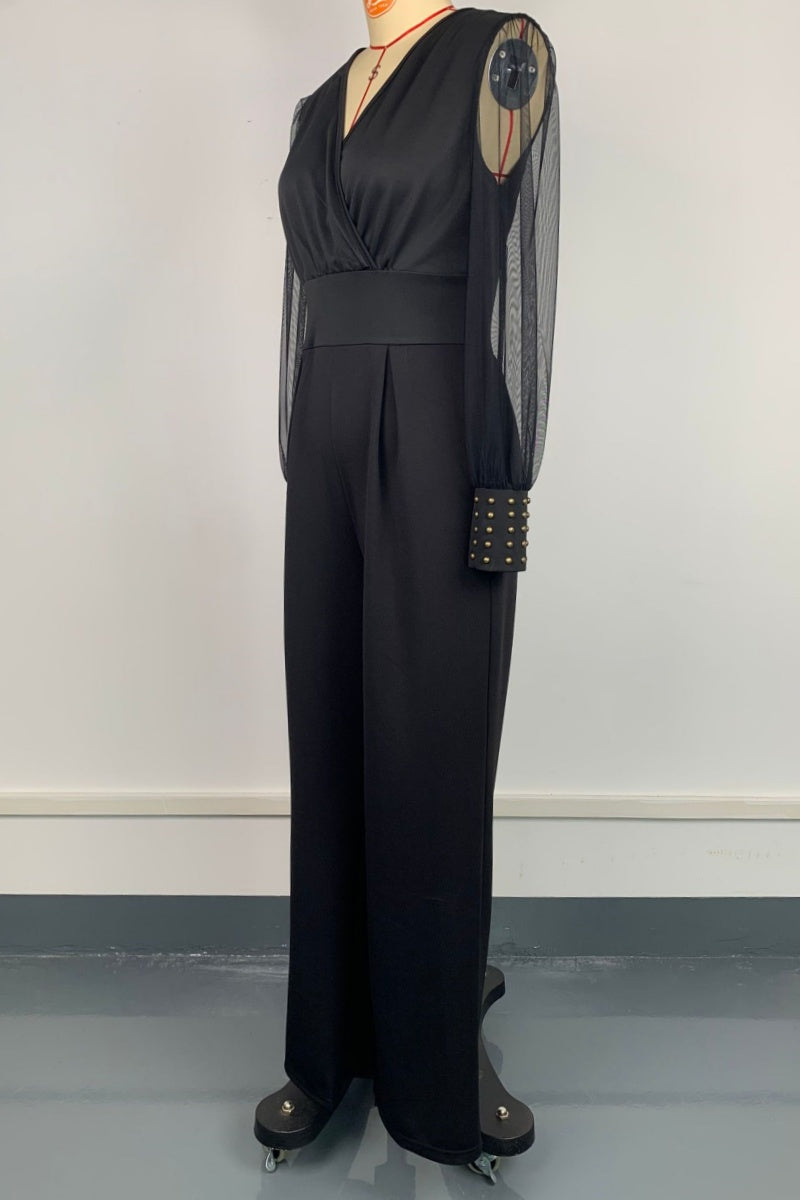 Monos casuales transparentes con cuello en V