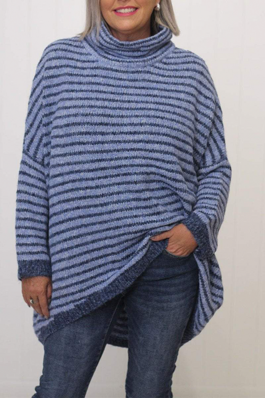 Suéteres casuales de cuello alto con rayas en contraste (5 colores)