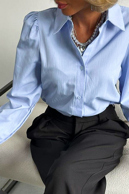 Blusas casuales con botones y cuello vuelto de patchwork