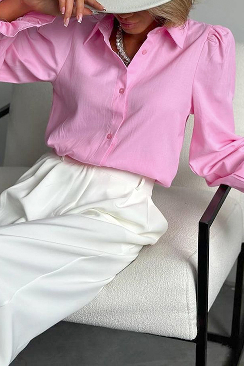 Blusas casuales con botones y cuello vuelto de patchwork