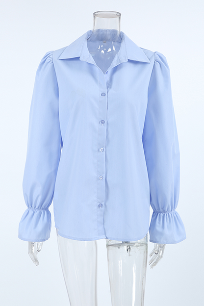 Blusas casuales con botones y cuello vuelto de patchwork