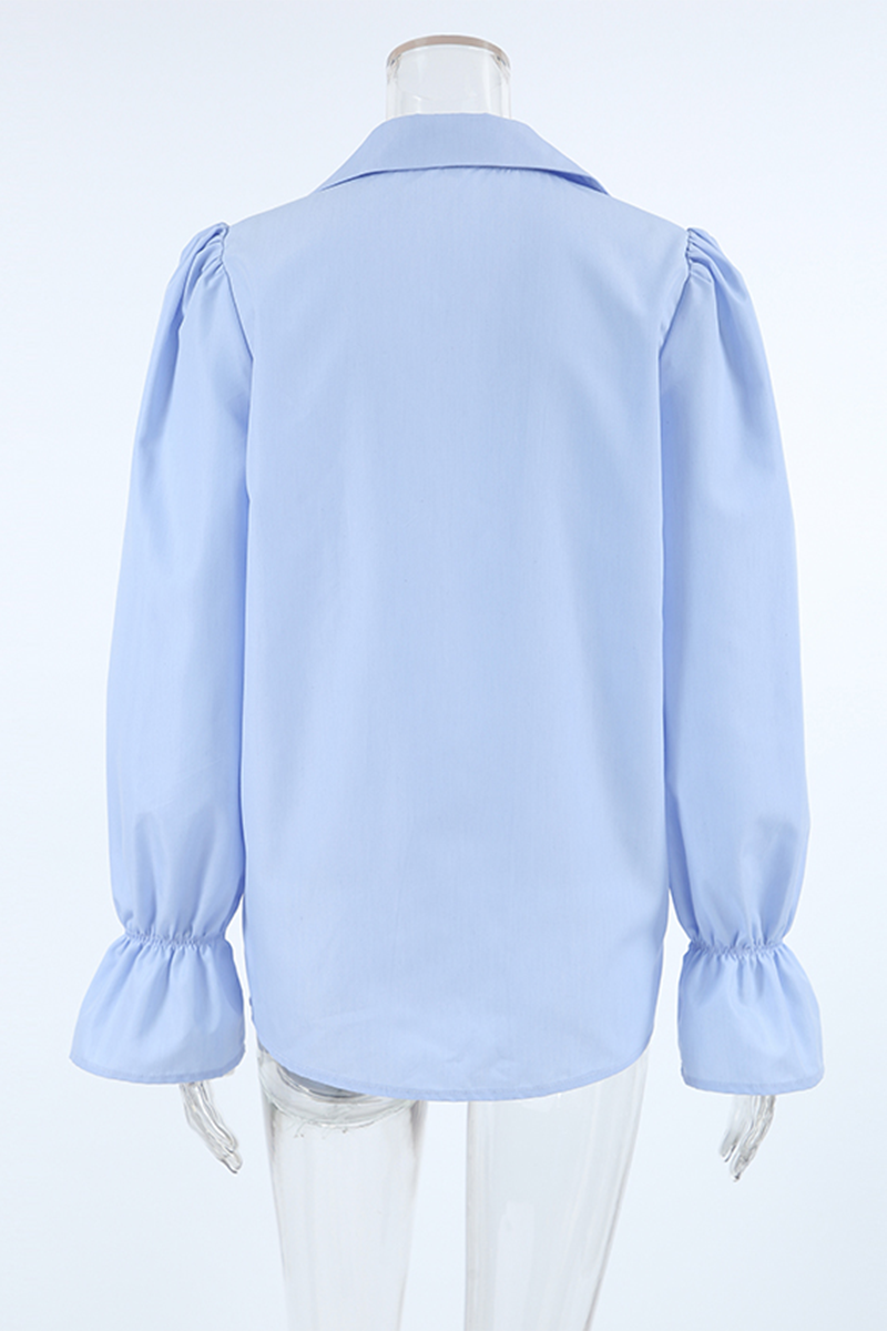 Blusas casuales con botones y cuello vuelto de patchwork