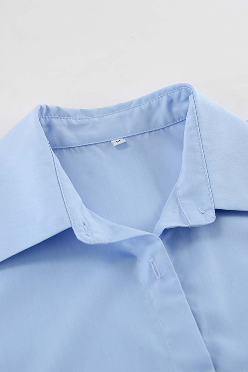 Blusas casuales con botones y cuello vuelto de patchwork