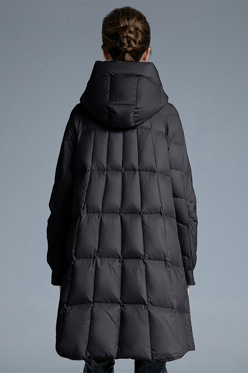 Casual Pocket Zipper White duck down Hooded Outerwear(Down content 86%~90%)