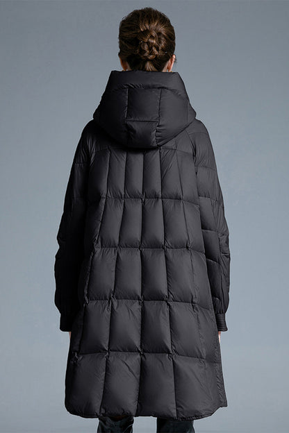 Casual Pocket Zipper White duck down Hooded Outerwear(Down content 86%~90%)