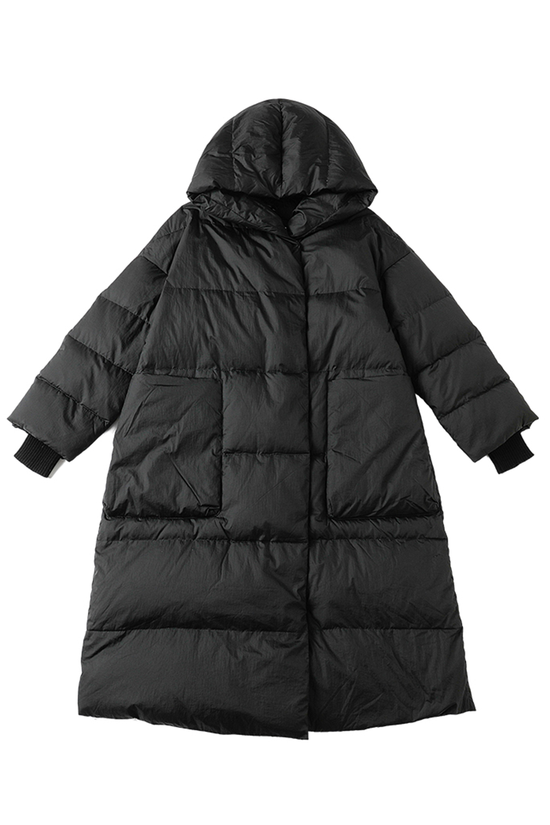 Casual Pocket Patchwork White duck down Hooded Outerwear(Down content 86%~90%)