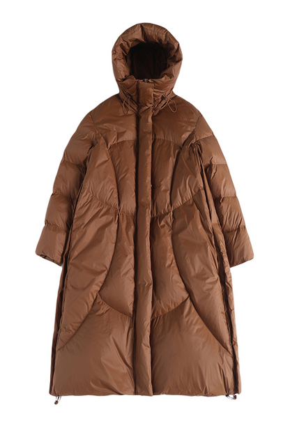 Casual Pocket Zipper White duck down Hooded Outerwear(Down content 86%~90%)