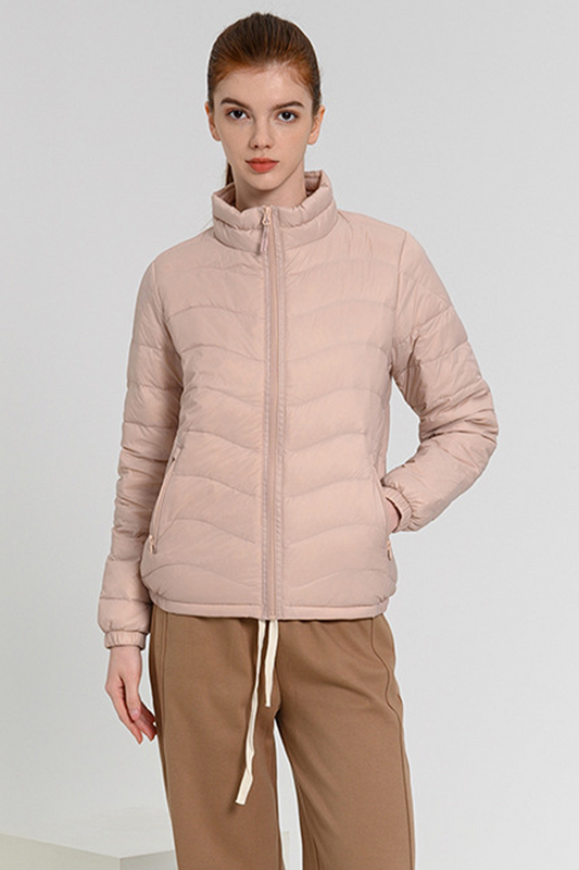 Casual Daily Pocket Zipper White duck down Mandarin Collar Outerwear(Down content 86%~90%)(6 Colors)