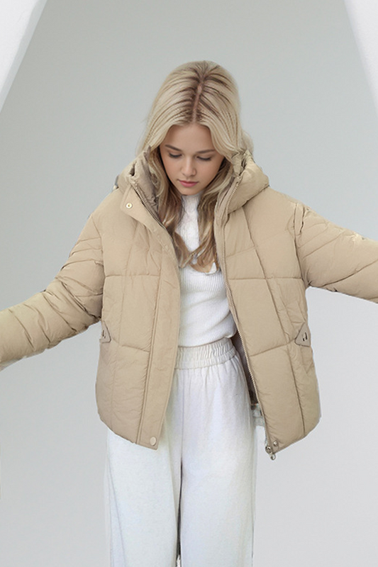 Casual Daily Pocket Zipper Down cotton Hooded Outerwear(4 Colors)