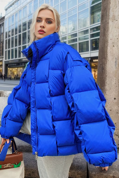 Casual Plaid Zipper Down cotton Mandarin Collar Outerwear(5 Colors)