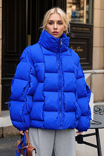 Casual Plaid Zipper Down cotton Mandarin Collar Outerwear(5 Colors)