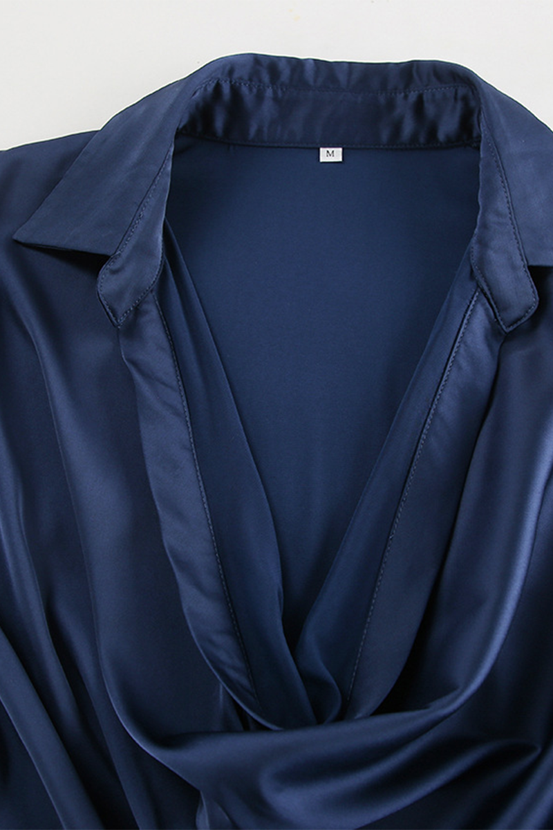 Vestidos camiseros sexys con cuello alto y fruncido irregular