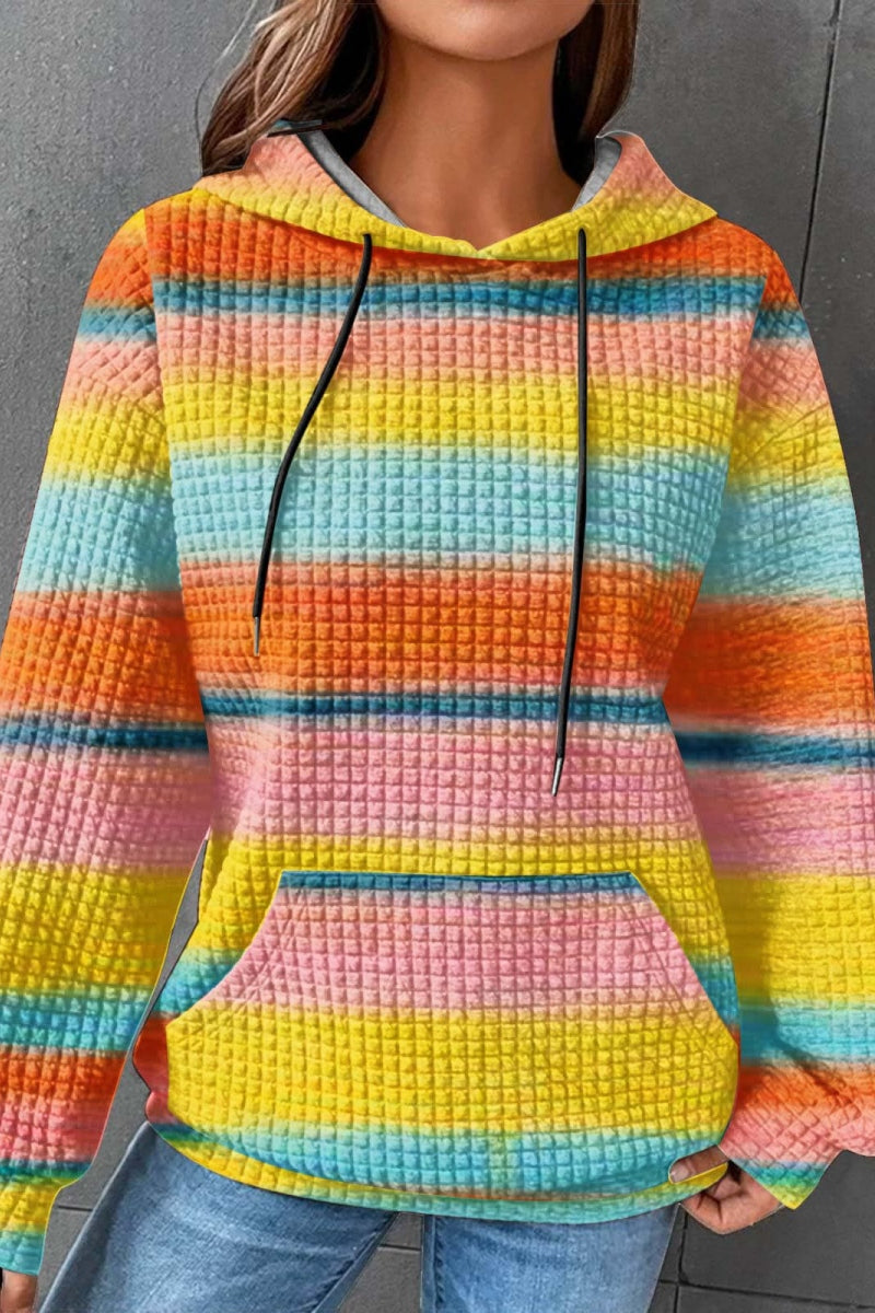 Sudadera básica con capucha y estampado degradado informal (7 colores)