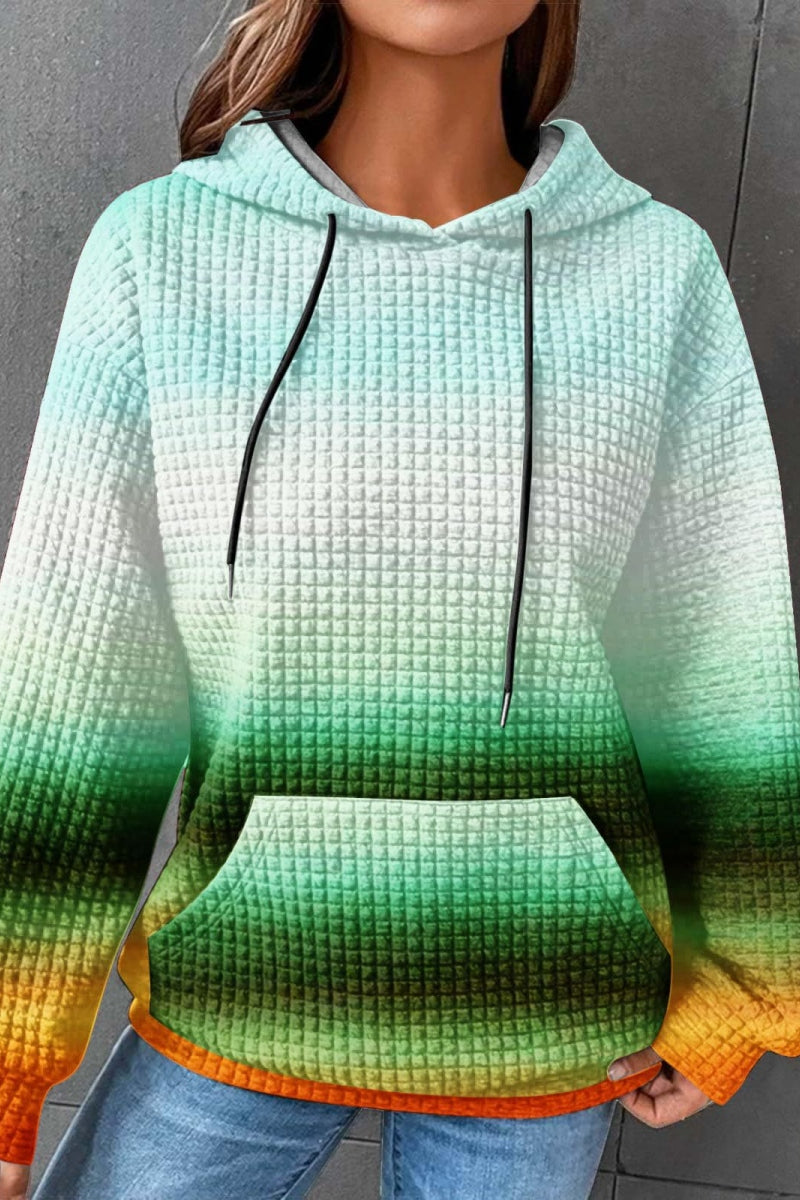 Sudadera básica con capucha y estampado degradado informal (7 colores)