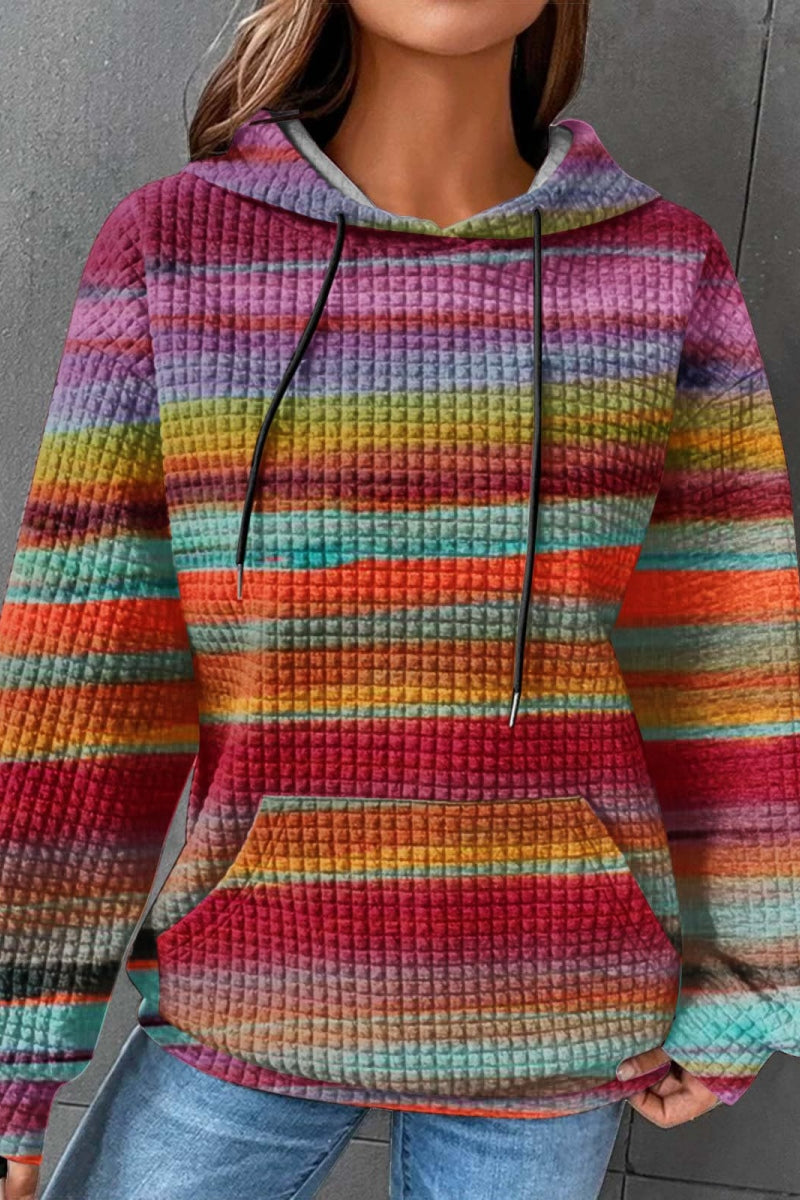 Sudadera básica con capucha y estampado degradado informal (7 colores)
