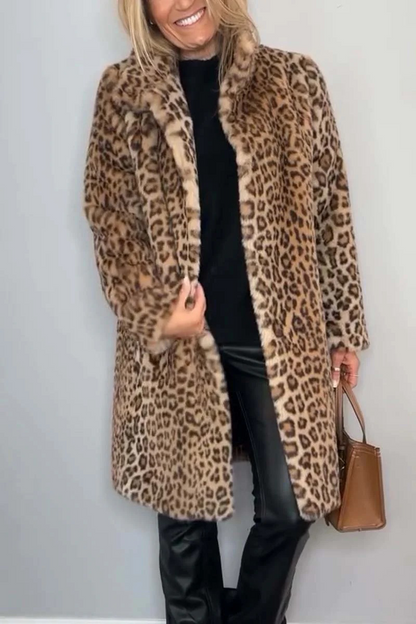 Prenda de abrigo informal con cuello vuelto y diseño de patchwork de leopardo (5 colores)