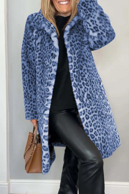 Prenda de abrigo informal con cuello vuelto y diseño de patchwork de leopardo (5 colores)