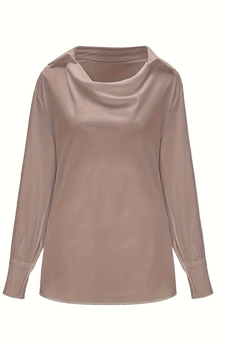 Elegantes blusas de color liso con cuello en V fruncido (4 colores)