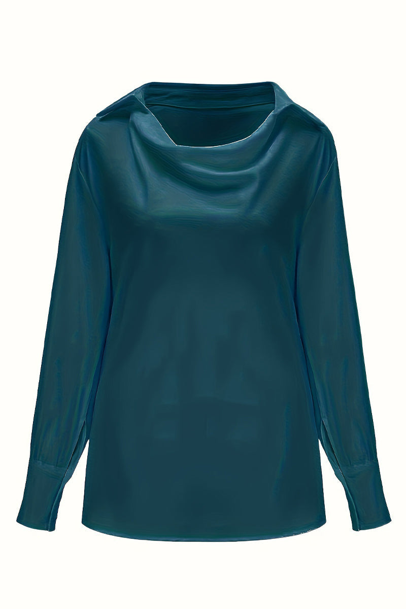 Elegantes blusas de color liso con cuello en V fruncido (4 colores)