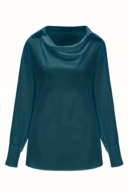 Elegantes blusas de color liso con cuello en V fruncido (4 colores)