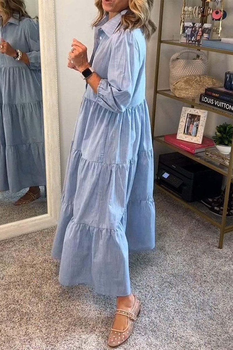 Vestidos casuales de corte A con botones y volantes (6 colores)