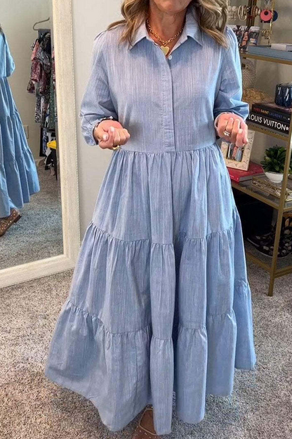 Vestidos casuales de corte A con botones y volantes (6 colores)