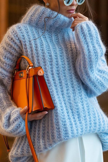 Suéteres casuales de cuello alto de tejido liso (4 colores)