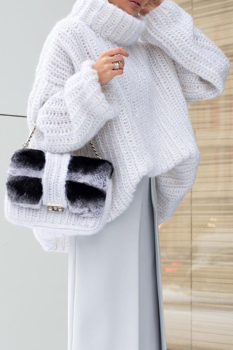 Suéteres casuales de cuello alto de tejido liso (4 colores)