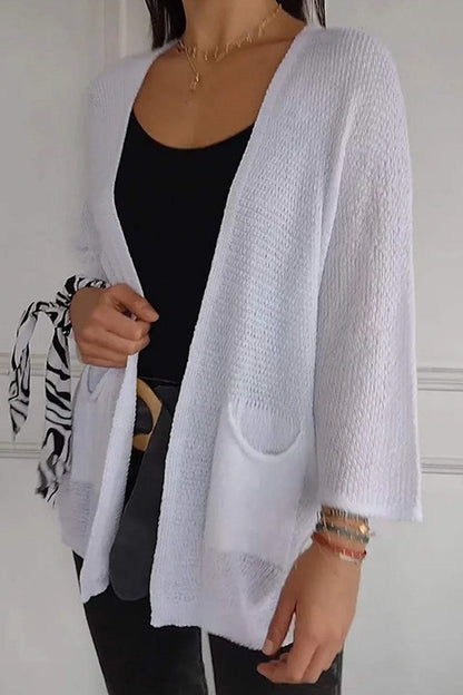 Cárdigan informal de color liso con bolsillos (7 colores)