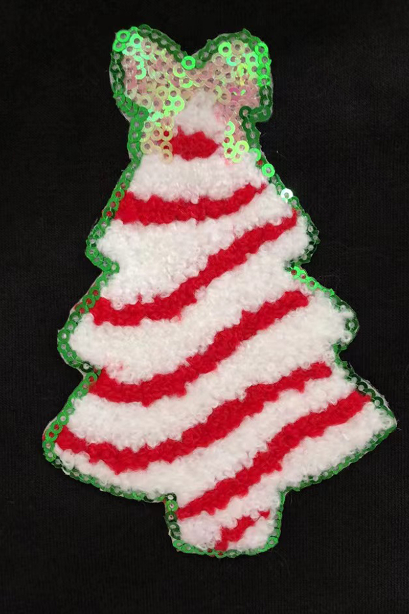 Sudadera informal con cuello redondo y lentejuelas de árbol de Navidad