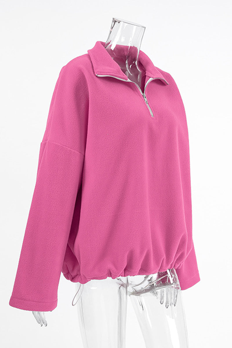 Sudadera informal con cuello vuelto, suave y en contraste