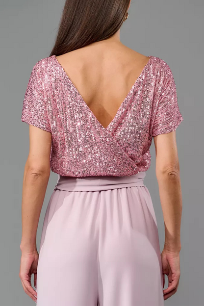 Mono holgado de cuello redondo con diseño elegante de lentejuelas y tirantes para uso diario (5 colores)