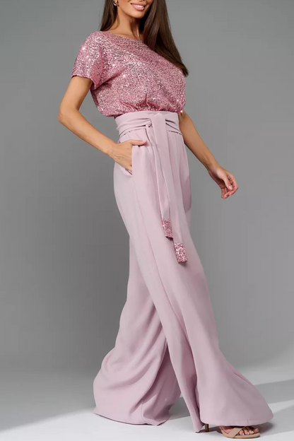 Mono holgado de cuello redondo con diseño elegante de lentejuelas y tirantes para uso diario (5 colores)