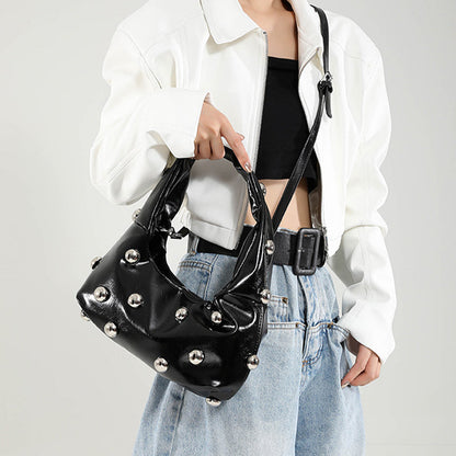 Daily Solid Color Rivets Patchwork Zipper Bags(5 Colors)