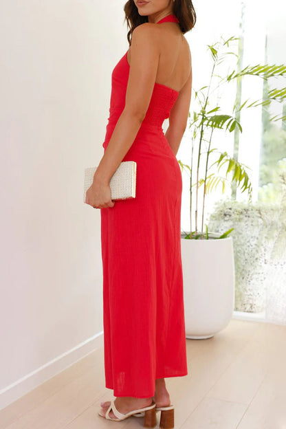 Sexy Backless Irregular Halter Irregular Dresses(3 Colors)