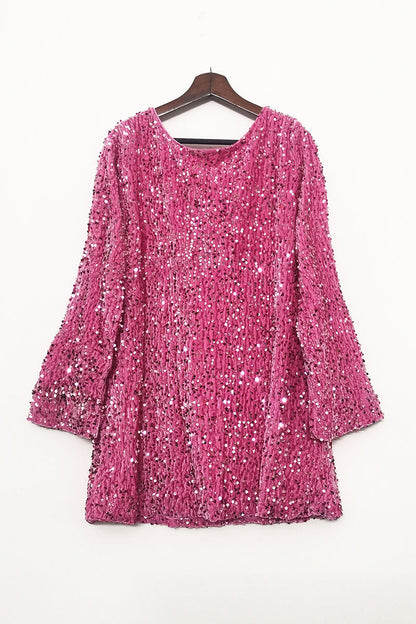 Sexy Sequins Lace Up Backless O Neck A Line Dresses