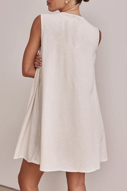 Casual Daily Lace Up Pleated O Neck Pleated Dresses(4 Colors)